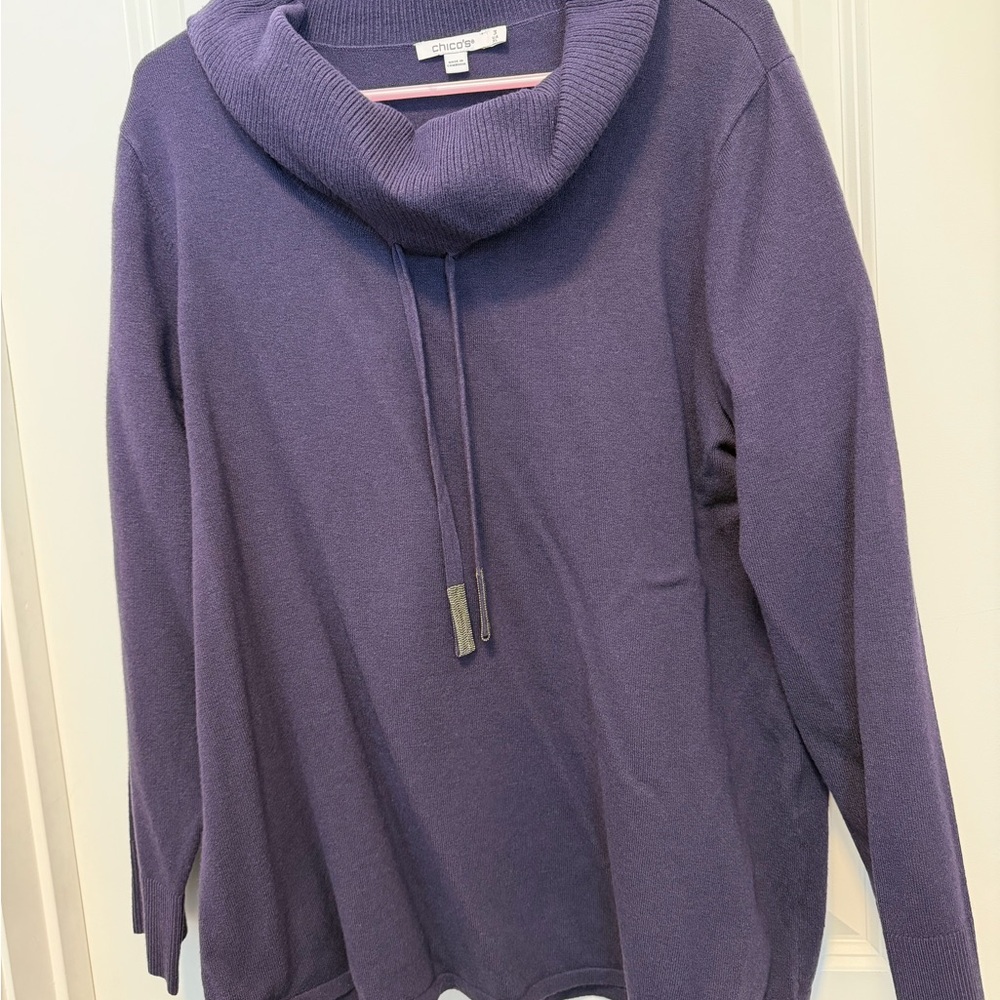 Chico's Elegant Purple Cowl Neck Sweater